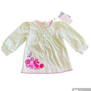 NEW Baby Girls Green and Pink Longsleeve Floral Top